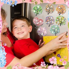 Remuuly 30 Pcs Diamond Painting Magnets Spring Diamond Art Magnet Kits for Adults Summer Animal Flower Cupcake Cow Rhinestones Refrigerator Stickers for Fridge DIY Crafts Toy Gifts(Tree of Life)