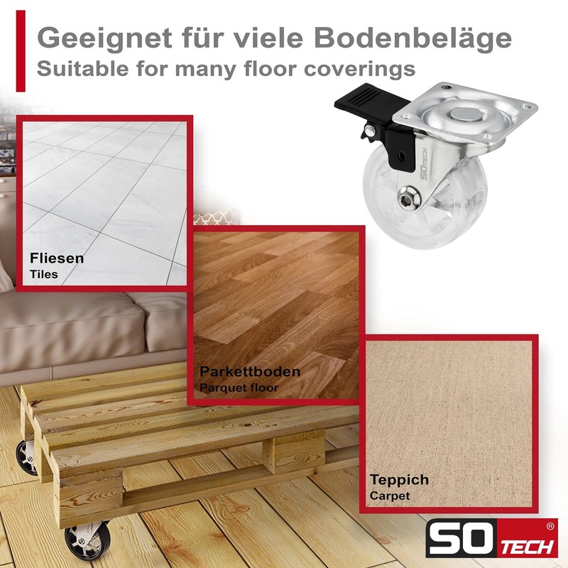 SOTECH Set of 4 Shift Design Castors Diameter 50 mm