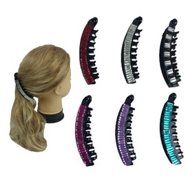 Banana Comb Hair Clips Hairpins for women Girls with Gem Stones (6 Assorted)