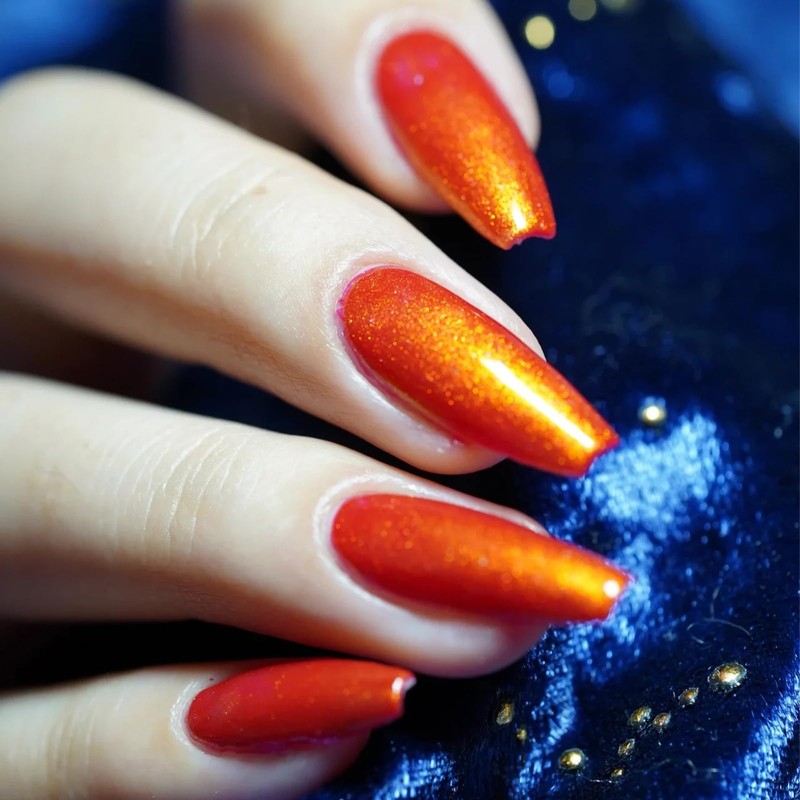 COSMOO Gold Red Shimmer Nail Polish, 12ml Quick Dry Nail