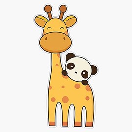Magnet Giraffe and Panda are Kawaii Cute Magnet Bumper Sticker Car Magnet Flexible Reuseable Magnetic Vinyl 5"