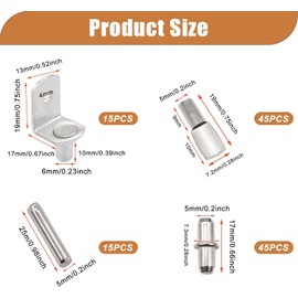 Taiss Pack of 120 Shelf Pins Kit Shelf Support 4 Styles Shelf Holder for Shelves / Bookcase / Cupboard / Wardrobe