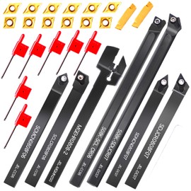 RupXinSplend Lathe Turning-Tools Bit-Set 21pcs - Metal Lathe Cutting Tools 7pcs 5/16" Threading Holders Boring Bar Set+14pcs Indexable Carbide Inserts Golden for Lathe Tools