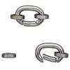 Platinum Clasp, Self Closing Hook, 2 Gunmetal Plated Brass 14x10mm