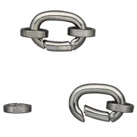 Platinum Clasp, Self Closing Hook, 2 Gunmetal Plated Brass 14x10mm Hinged Clip Bails