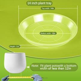 HQAUT 4 6 8 10 12 14 16 18 20 22 Inch Clear Plant Saucer, 5 Pack Durable Plastic Water Catcher Trays for Flower Pots, Plant Drip Trays for Indoor Outdoor Planter(14inch)