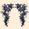 GORGECRAFT 2Pcs Blue Sequin Floral Lace Applique 40 x 23cm