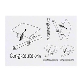 4 x 'Congratulations' Temporary Tattoos - Water Resistant, Skin-Safe, Non-Toxic Transfers, Mixed Sizes (TO00084642)