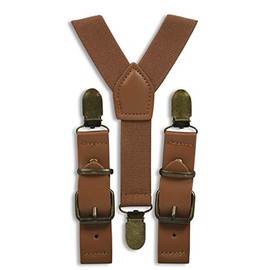 London Jae Apparel Cognac Suspenders - Wedding Groomsmen/Ring bearer outfit (Kids Small)