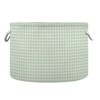 Takiito Green Gingham Checkered Storage Basket for Organizing, Fabric Collapsible