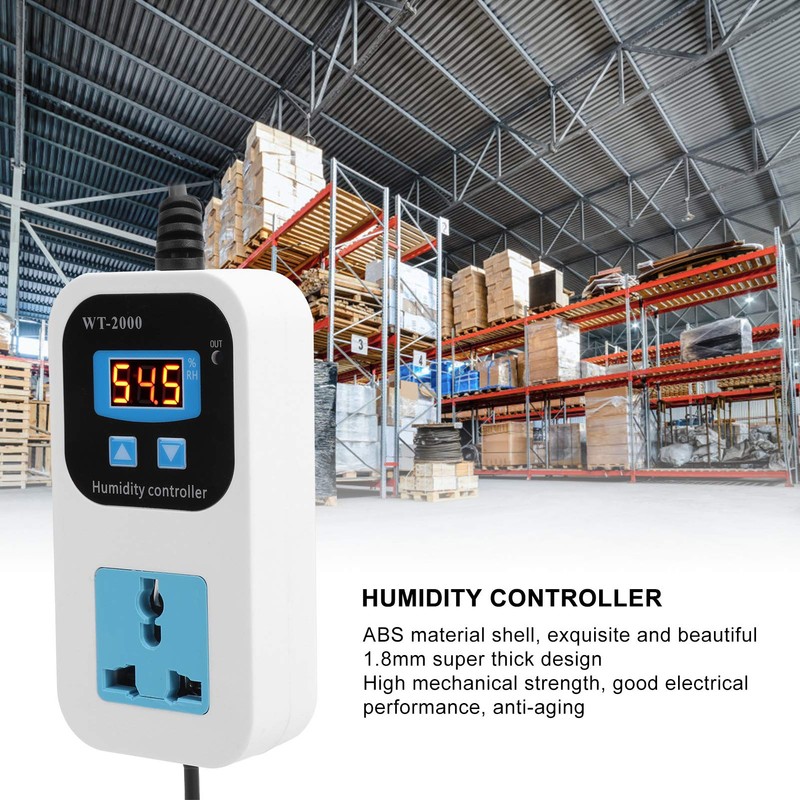 Fockety Humidity Switch Digital Humidity Controller Durable 110-220V Greenhouses Warehouses