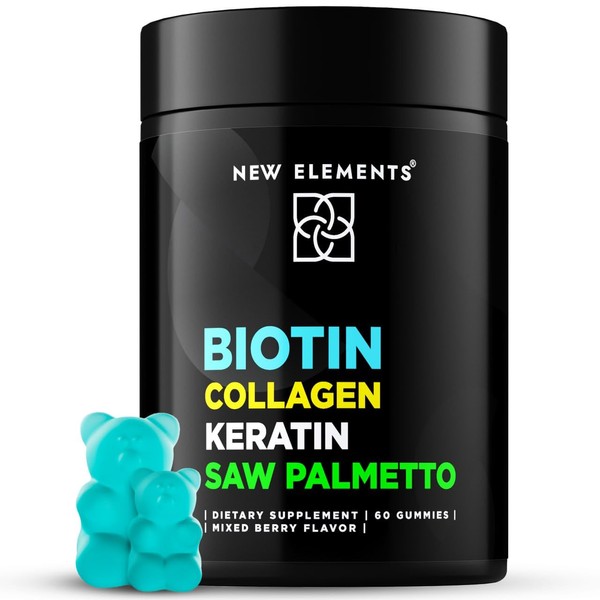 Biotin Gummies with Collagen Keratin & Saw Palmetto for Hair Skin and Nails | DHT Blocker for Women & Men Hair Growth Supplement | Collagen Peptides Gummies | Keratin Gummies | Saw Palmetto Gummies