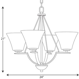 Bravo Collection 4-Light Etched Glass Modern Chandelier Light Antique Bronze