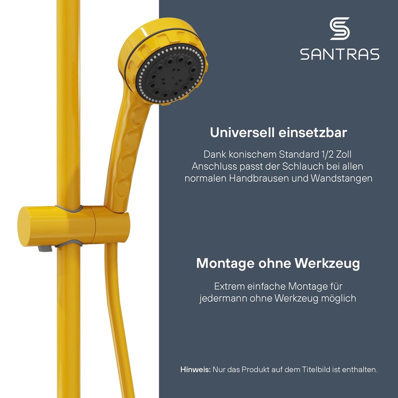 SANTRAS® Premium Shower Hose Yellow 1.25 m with Flow Limiter