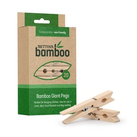 20 x Bamboo Wooden Pegs Strong Clothes Giant Pegs for Washing Line and Hanging Pictures, Arts and Craft