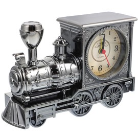 VOSAREA Retro Train Table Clock Vintage Motor Clock Novelty Locomotive Alarm Clock Creative Train Clock Table Clock Decoration Grey