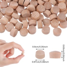 100pcs Flat Head Wood Plugs 3/8 Inch Screw Hole Plugs Wooden Button Plugs Wood Screw Covers Wood Caps Wooden Screw Plugs Multifunctional for Holes in Locking Hole Tube Furniture