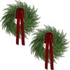 2 Pack Christmas Wreath for Front Door, Artificial Pine Cedar