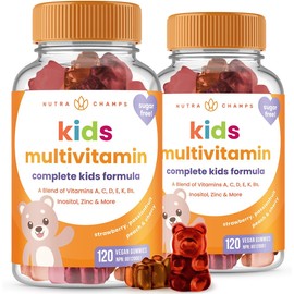 Kids Sugar-Free Multivitamin Gummies – 120 Count. Strawberry, Passionfruit, Peach & Cherry Flavors. Vegan, Non-GMO, Gluten-Free