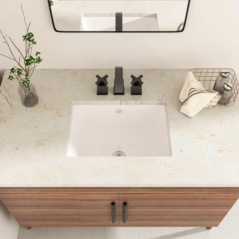 17 Inch Undermount Bathroom Sink - GhomeG 17"x12" White Rectangle