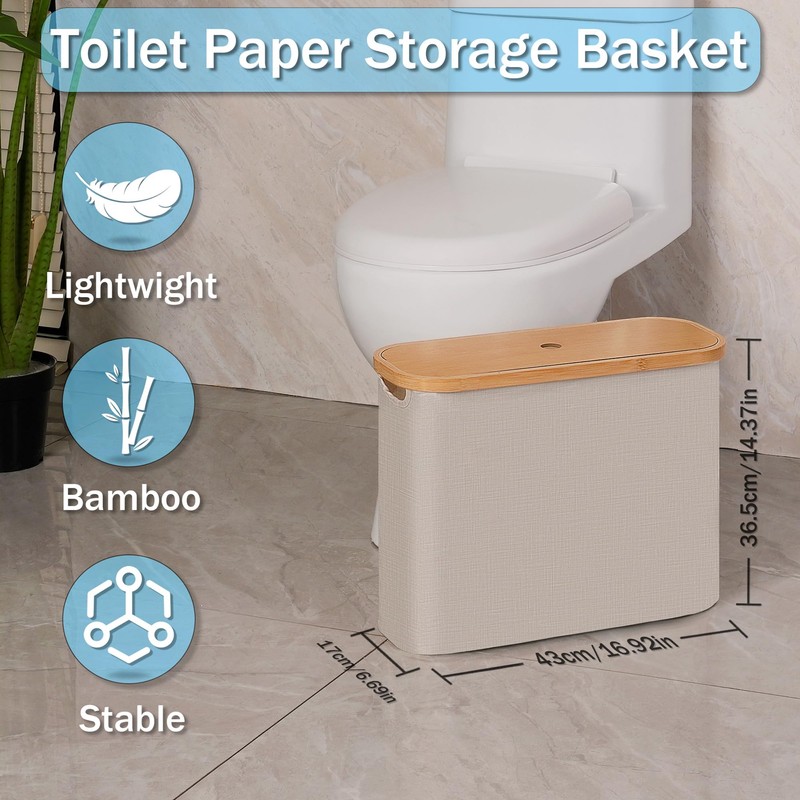 efluky Toilet Paper Basket with Lid, Toilet Paper Organizer for
