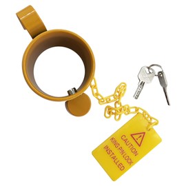 Trucktok 5th Wheel King Pin Lock Solid Steel Anti Theft Replacement for RVs Semi Trailers Campers Containers（with Handles Warning Tag）