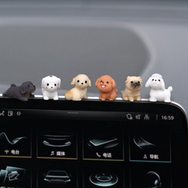 6 Pcs Mini Dog Dashboard Decorations, Mini Resin Dogs for Cute Car Accessories Interior, Rearview Mirror Ornaments Funny Gifts for Women Girl