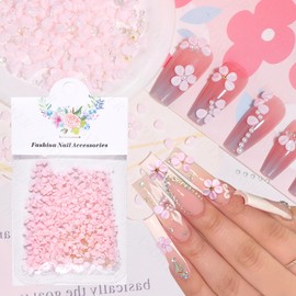 800 Pcs 3D Flower Acrylic Nail Charms, Light Pink Blossom Beads Pearl Nail Gems and Rhinestones Floral Rhinestone Gems, Petal Acrylic 3D Flowers Nail Art Charms for Nails DIY Design