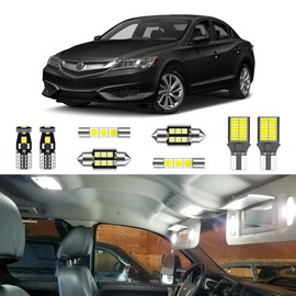 LIGHSTA 12PCS Super Bright White LED Interior Light Kit Package for Acura ILX 2013 2014 2015 2016 2017 2018 2019 + License Plate Lights and Install Tool