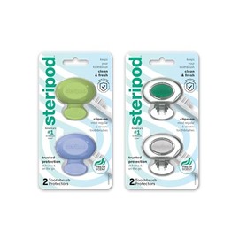Protector de cepillo de dientes Steripod Clip-On azul, verde, rojo, naranja, 4 unidades