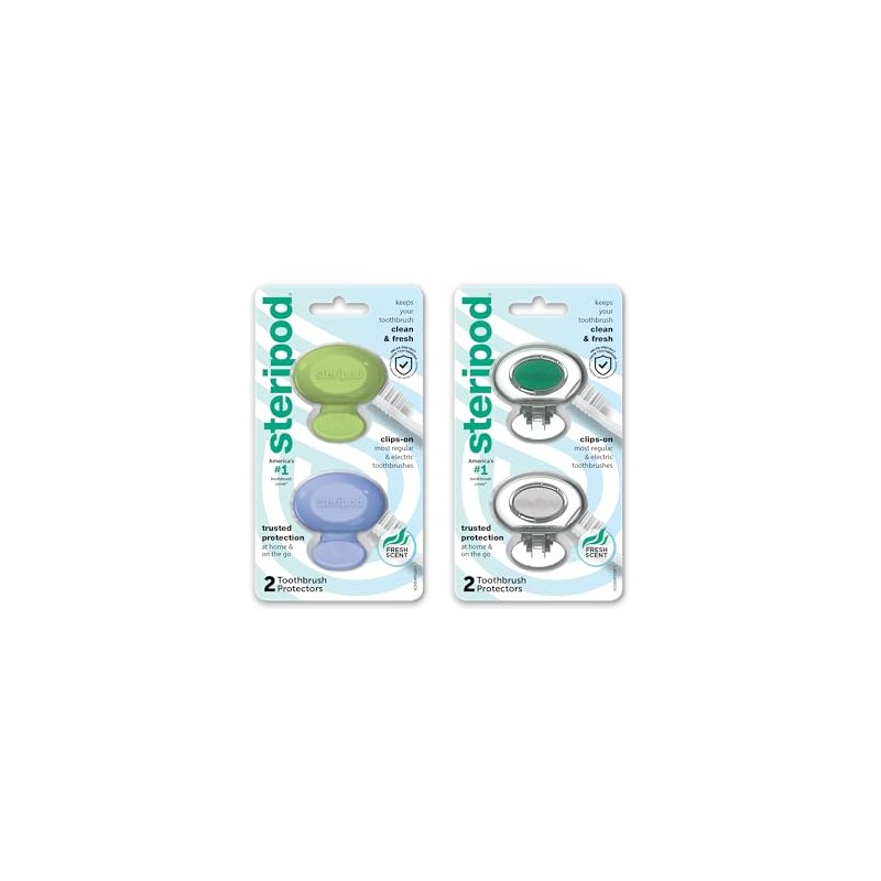 Protector de cepillo de dientes Steripod Clip-On azul, verde, rojo,