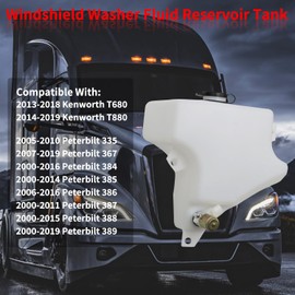 Windshield Washer Fluid Reservoir Tank with Pump Fit For 2000-2019 Kenworth and Peterbilt Trucks T680 T880 320 330 335 340 357 362 365 367 378 382 384 385 386 387 Replaces N5355001 603-5402 6035402