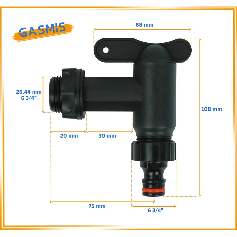 GASMIS Drain Tap for Rain Butt, Plastic Replacement Tap, Tap