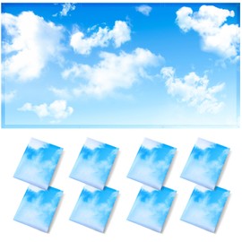 ANGSYLTH 8 Pcs Fluorescent Light Covers - 4 x 2 Feet Covers for Ceiling Lights in Classrooms, Offices, Hospitals, Homes (Blue Skies & White Clouds)