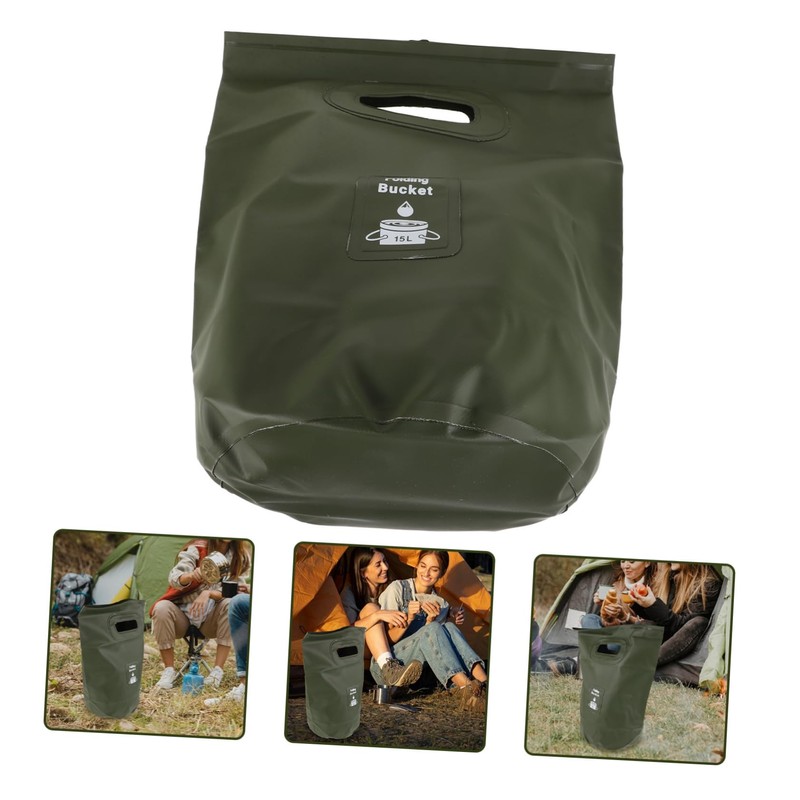 KOMBIUDA Foldable Water Basin 15l Collapsible Camping Trash Bin Outdoor