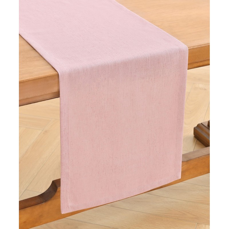 Wracra Linen Style Table Runner, Rustic Farmhouse Pink Table Runners