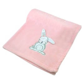 cozy racoon Baby Blanket, Soft Cuddly Blanket for Baby Boys and Girls, Gift for Christening, Birth or First Equipment I Pink Blanket with Rabbit