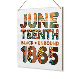 Juneteenth Decorations African American Freedom Day Decorations Juneteenth Wreath Afrocentric Decor Black History Month Wooden Hanging Decor Sign for Farmhouse Office Home Wall Door 8 X 10 Inches