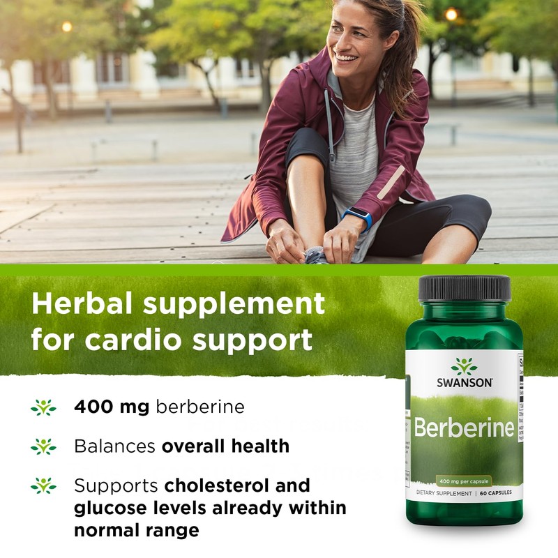 Swanson Berberine Supplement - 400 mg Each, 60 Capsules -