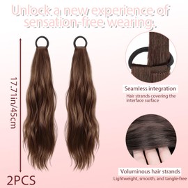 Clip in Ponytail, 2 Pack Ponytail Extension Human Hair, Ponytail Extension with Clip in Ponytail, Perfect for Daily Styling and Special Occasions (Brown)