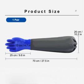 SZKKQKJ Protective Chemical Gloves, Rubber Gloves, Long, Pond Cleaning Gloves, A Long Section of Safety Work Gloves, 74 cm (Blue)