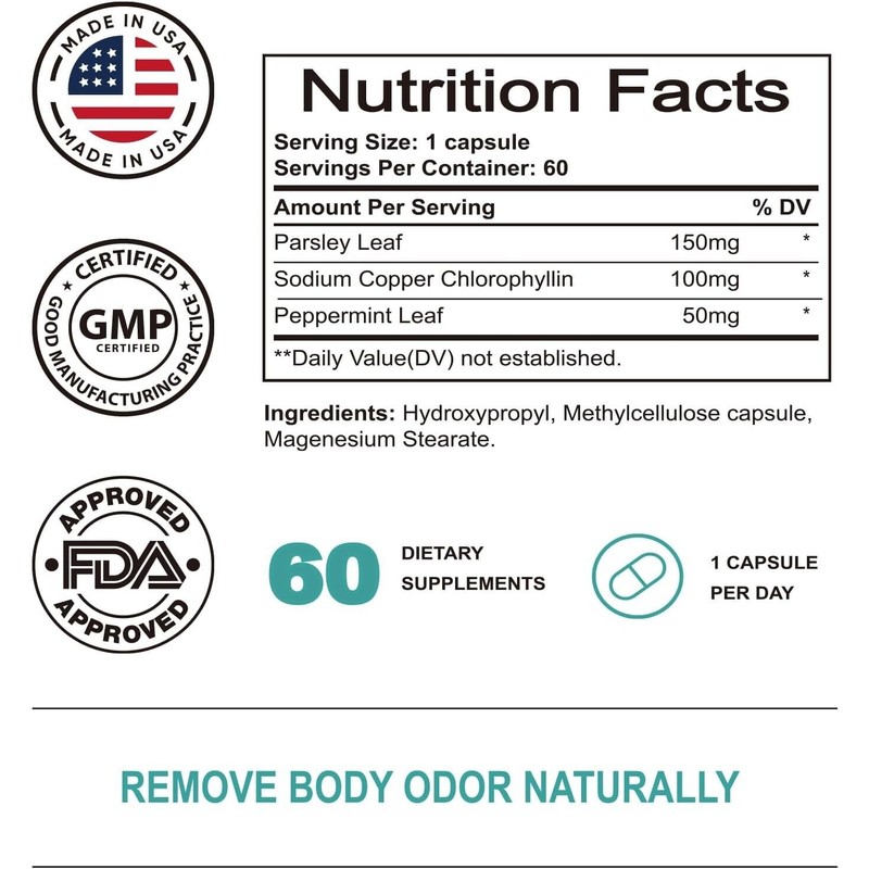 Eocute Body Magic Chlorophyll Capsules 60 Vegan for Detox Digestion