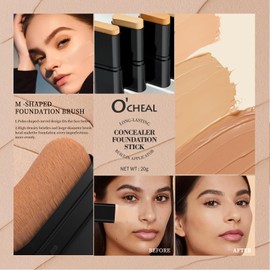 O'CHEAL Face Foundation Contour Stick Long-wear Lightweight Brighten Stick Blemish Contouring Face Concealer Beauty Makeup 03#LIGHT SKIN