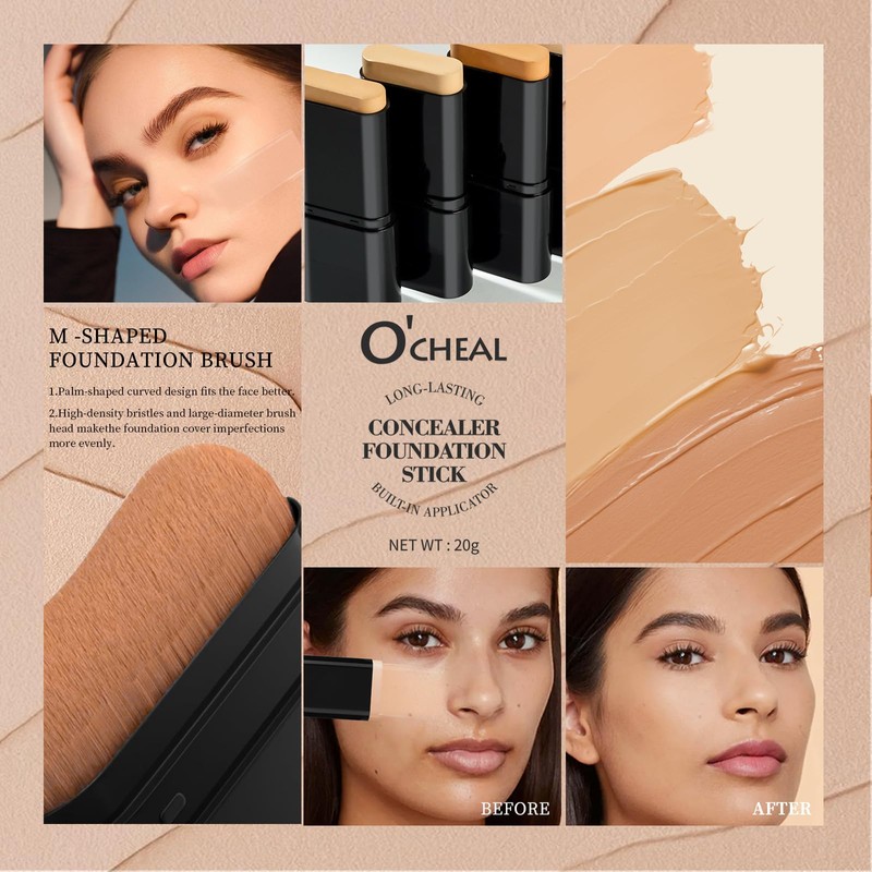 O'CHEAL Face Foundation Contour Stick Long-wear Lightweight Brighten Stick Blemish