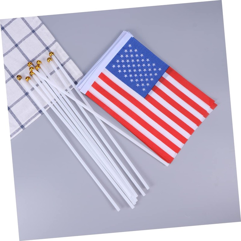 FUNOMOCYA Hand Held American Flag Stick 20pcs Polyester Plastic International