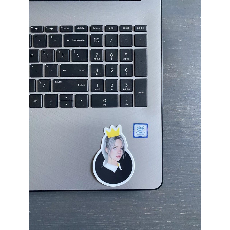 Billie Eilish Vinyl Sticker Yellow Crown And Black Very High