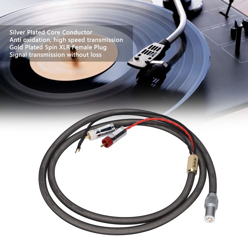 Xangsane XS‑0609 Vinyl Tonearm Cable Silver Plated Vinyl LP RCA