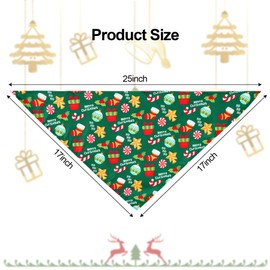 4Pcs Dog Bandana Christmas Kerchief Dog Christmas Scarf Christmas Dog Bandana Triangle Christmas Dog Bandana Snowman Cane Candy Gifts Christmas Dog Costume Accessories (Medium Large)