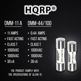 HQRP Combo Pack: 2 pcs DMM-11a + 2 pcs DMM-B-44/100 Fast Acting Digital Multimeter fuses 1000V Replacement Fuses for Cooper Bussmann, Buss, Littelfuse, Compatible with Fluke, Klein, Brymen, Agilent