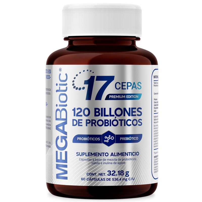 MegaBiotic Probióticos 120 Billones y 17 Cepas60 cápsulas536mg pporción